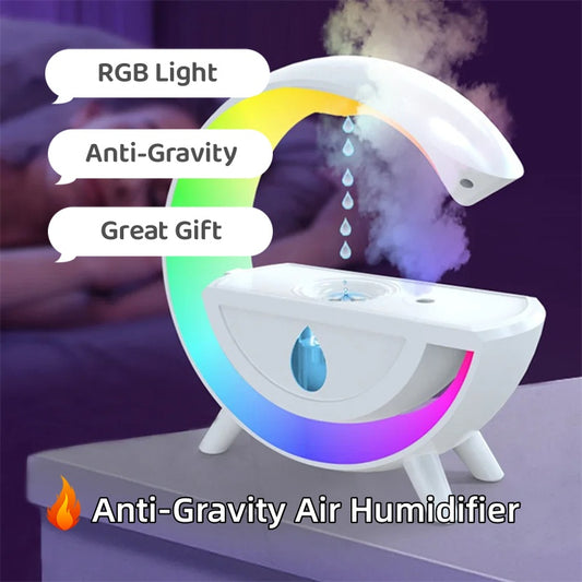 Kreativer RGB-Nachtlicht-Wassertröpfchenzerstäuber: Schwebender Luftbefeuchter mit 350 ml Kapazität für Zuhause und Büro