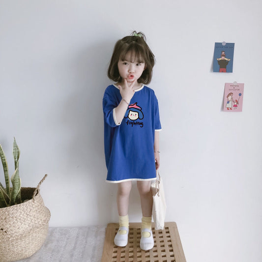 Stylisches Mädchen Longshirt in Blau oder Weiß - Mit oder ohne Aufdruck, für einen lässigen Look