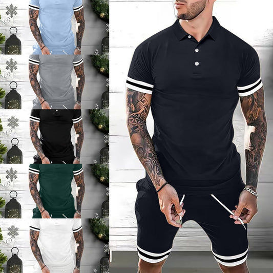 Stylische Sommer-Kombination für Männer: Polo-Shirt und Shorts im 2-teiligen Set - Perfekt für lässige Tracksuits und modische Outfits!