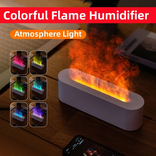 Feuer Aroma-Diffusor Luftbefeuchter Ultraschall-Kaltnebler LED Ätherisches Öl Lampe Realistisches Feuer Difusor
