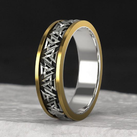 Nordischer Wikingerknoten-925 Silber-Bronze-Ring für Männer