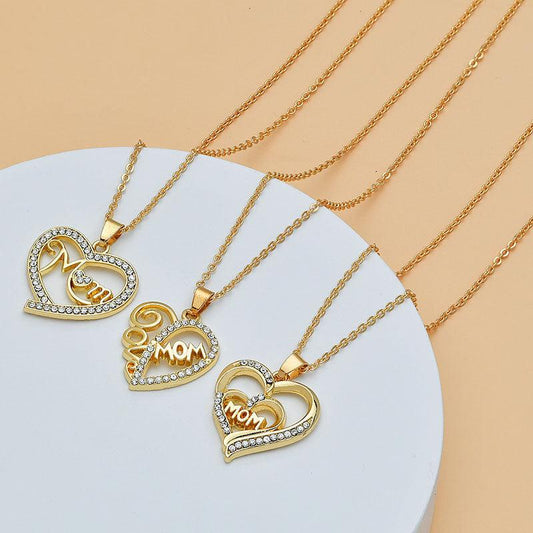 Herz-Halskette: Mama Herz mit Diamantbuchstaben, Modeschmuck für Frauen - Alldastore